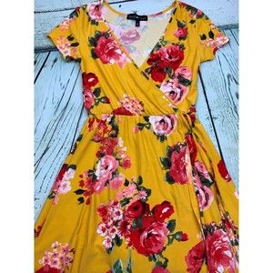 Summer Short Sleeve Wrap V Neck Floral Short Party Dress